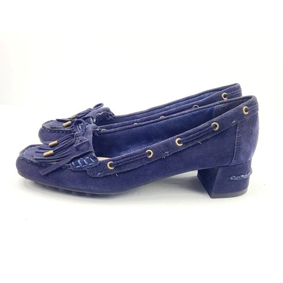 Womens Nine West Blue Block Heeled Tassel Loafers -‎ Size 7 - Picture 6 of 7